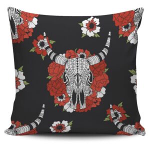 Native American Pillow Case, Bison And Red…