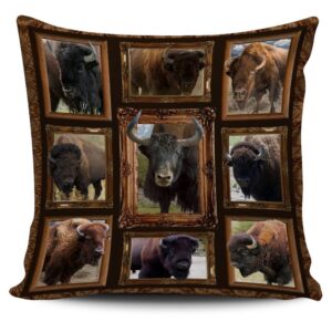 Native American Pillow Case, Bison Buffaloes Native…