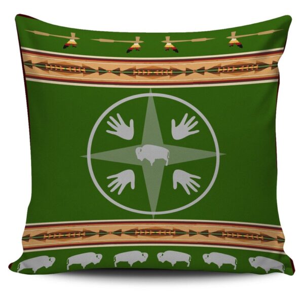 Native American Pillow Case, Blue Bisons Running Native American Pillow Covers, Native American Pillow Covers