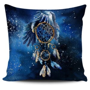 Native American Pillow Case, Blue Galaxy Dreamcatcher…