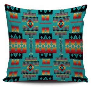 Native American Pillow Case, Blue Native Tribes…