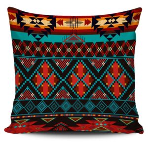 Native American Pillow Case, Dark Brown Red…