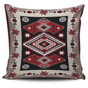 Native American Pillow Case, Ethnic Red Gray…