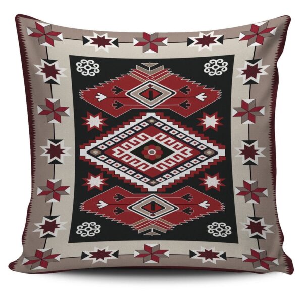 Native American Pillow Case, Ethnic Red Gray Pattern Native American Pillow Covers, Native American Pillow Covers