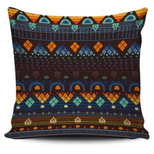 Native American Pillow Case, Ethno Brown Blue…