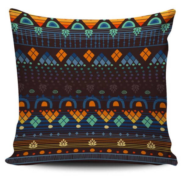 Native American Pillow Case, Ethno Brown Blue Pillow Cover, Native American Pillow Covers