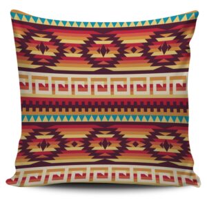 Native American Pillow Case, Geometric Pattern Pink…