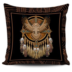 Native American Pillow Case, Golden Owl Dreamcatcher…