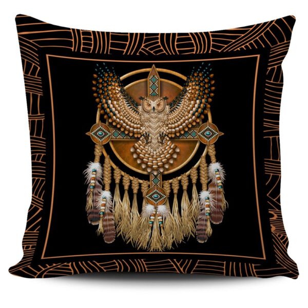 Native American Pillow Case, Golden Owl Dreamcatcher Native American Pillow Covers, Native American Pillow Covers