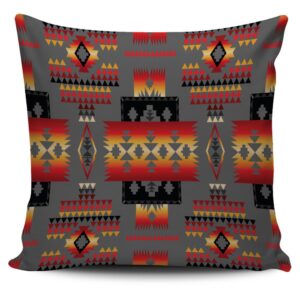 Native American Pillow Case, Gray Tribe Pattern…