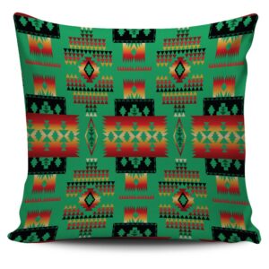 Native American Pillow Case, Green Tribe Pattern…