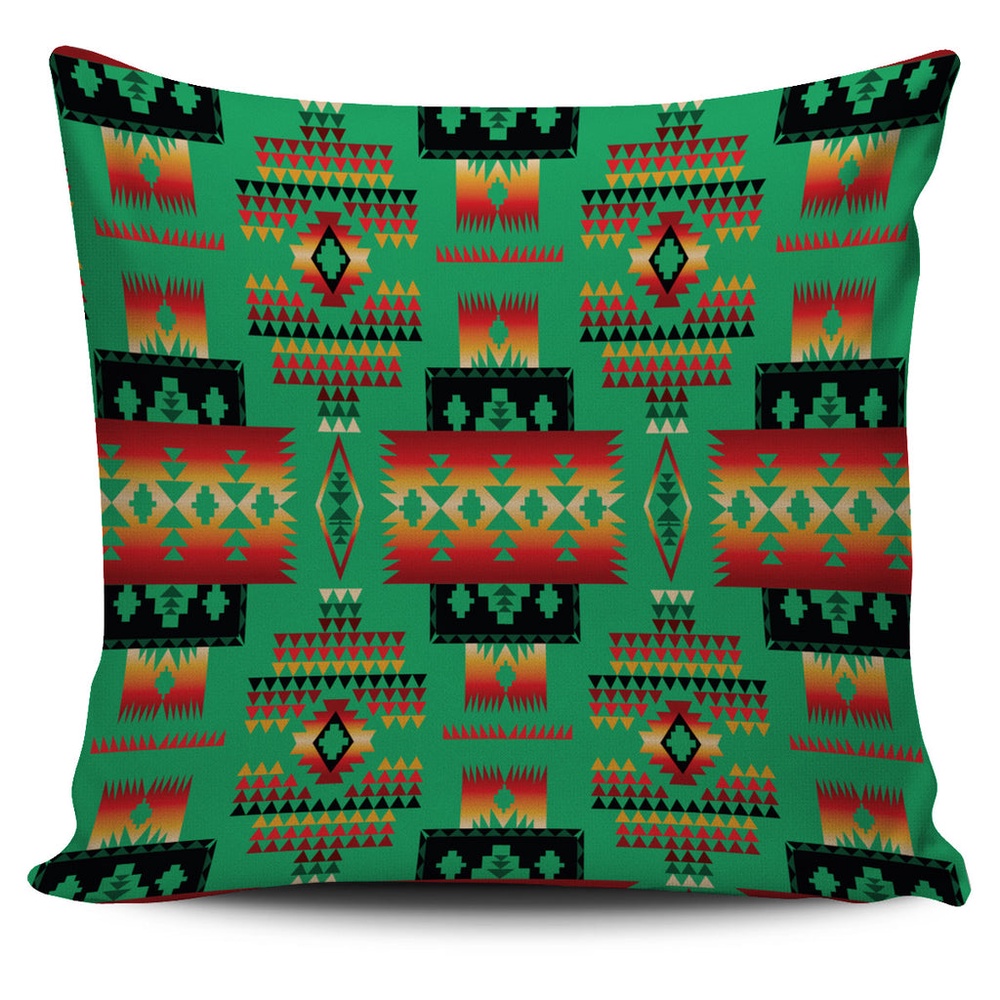 Native American Pillow Case, Green Tribe Pattern Native American Pillow Cover, Native American Pillow Covers