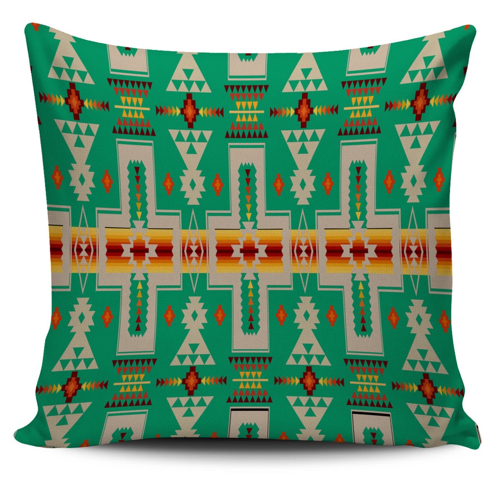 Native American Pillow Case, Light Green Tribe Design Native American Pillow Cover, Native American Pillow Covers