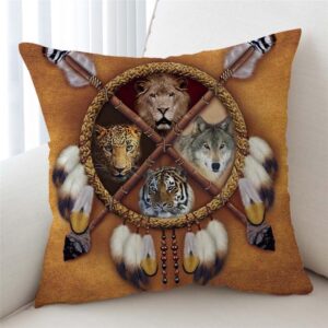 Native American Pillow Case, Lion Tiger Leopard…