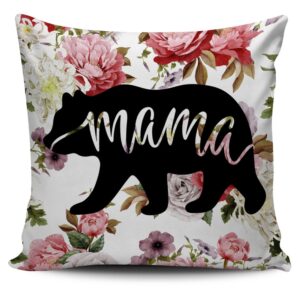 Native American Pillow Case, Mama Bear Flower…