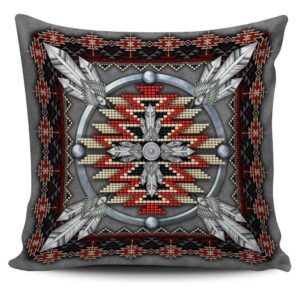 Native American Pillow Case, Mandala Gray Native…