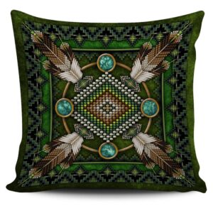 Native American Pillow Case, Mandala Green Native…