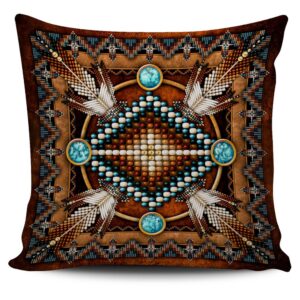 Native American Pillow Case, Mandalal Brown Tribe…