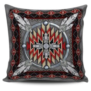Native American Pillow Case, Naumaddic Arts Gray…