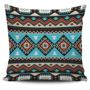 Native American Pillow Case, Tribal Line Shapes…