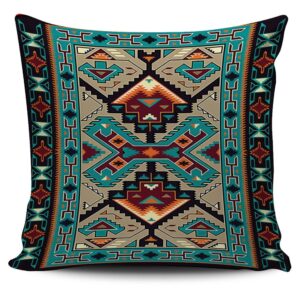 Native American Pillow Case, Tribe Blue Pattern…