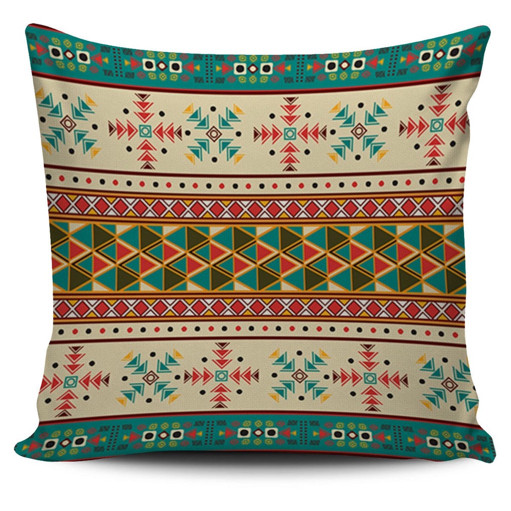 Native American Pillow Case, Tribe Borders Pattern Native American Pillow Covers, Native American Pillow Covers