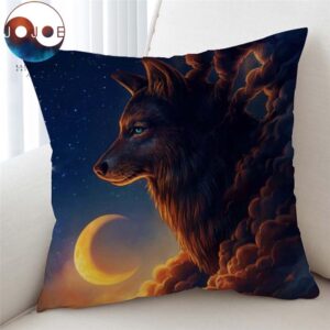 Native American Pillow Case, Wolf And The…
