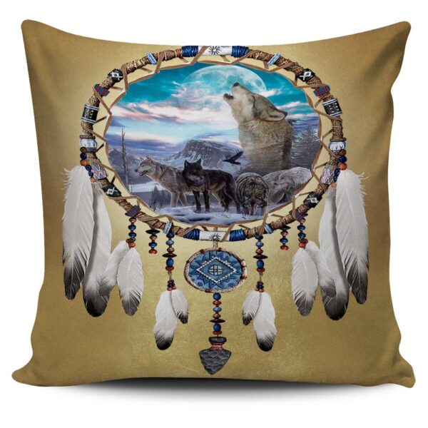 Native American Pillow Case, Wolf Dream Catchers Native American Pillow Covers, Native American Pillow Covers