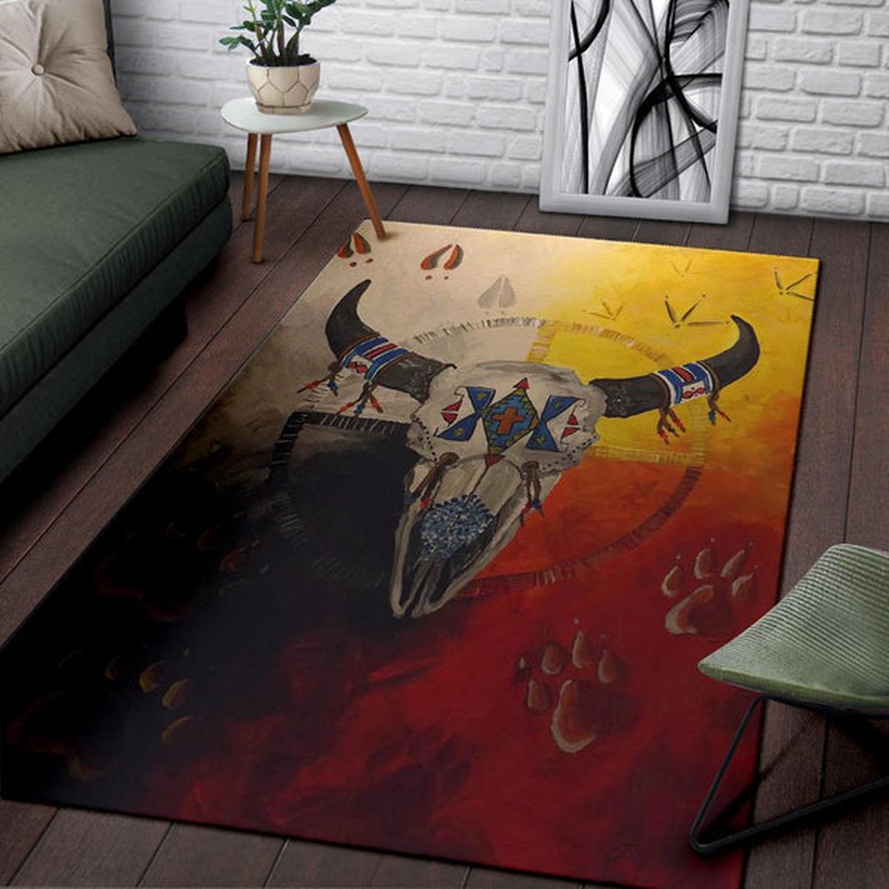 Native American Rug, Native Rugs, Bison Medicine Wheels Native American Pride Area Rug