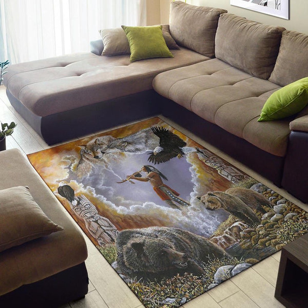 Native American Rug, Native Rugs, Calling The Totem Native American Pride Area Rug