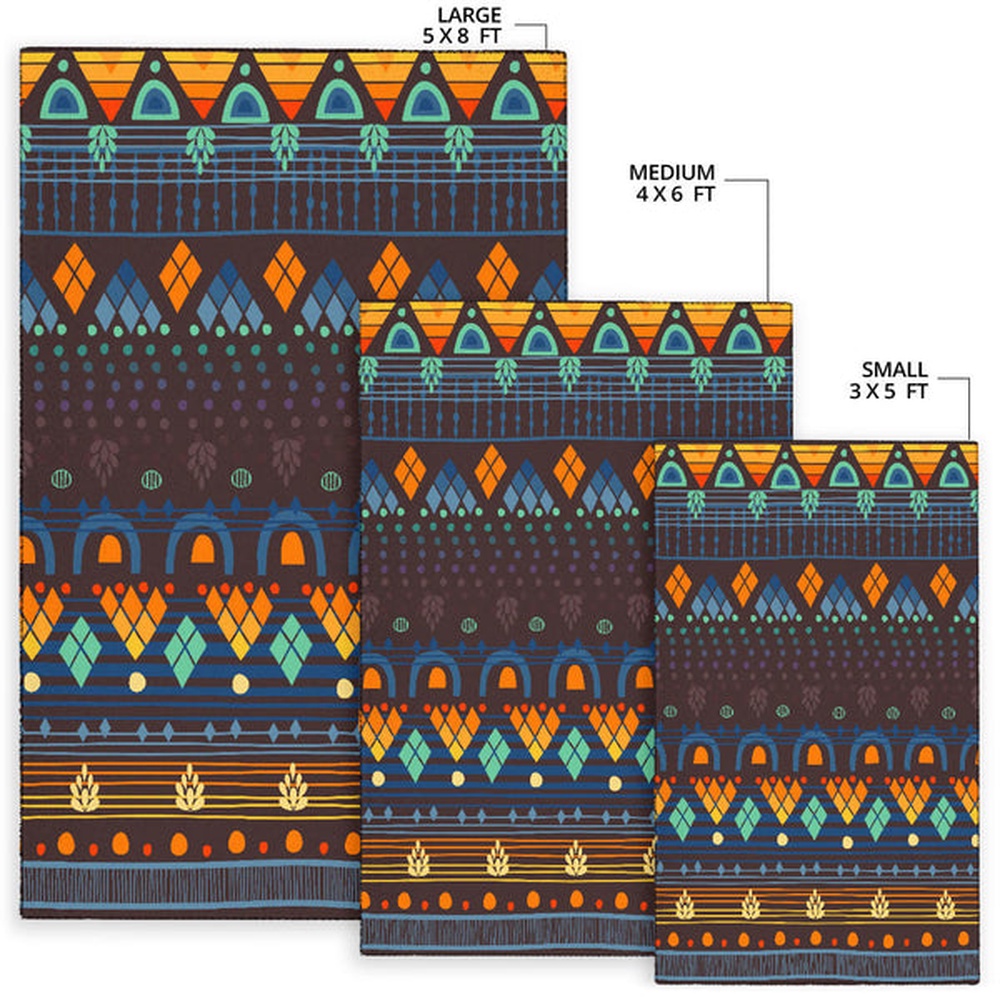 Native American Rug, Native Rugs, Ethno Brown Blue Area Rug