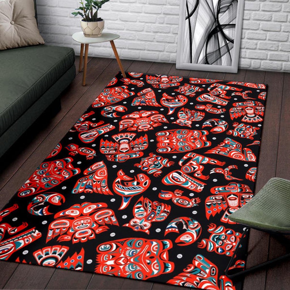 Native American Rug, Native Rugs, Indigenous Culture Totems Native Design Area Rug