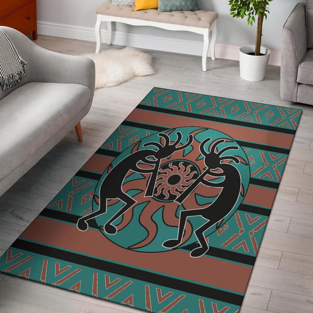 Native American Rug, Native Rugs, Kokopelli Myth Blue Native American Rug Area Native American Rug, Native Rugs, Kokopelli Myth Blue Native American Rug Area