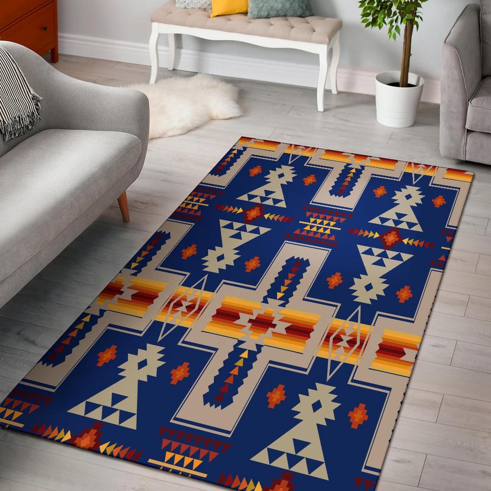 Native American Rug, Native Rugs, Navy Tribe Design Native American Area Rug Native American Rug, Native Rugs, Navy Tribe Design Native American Area Rug