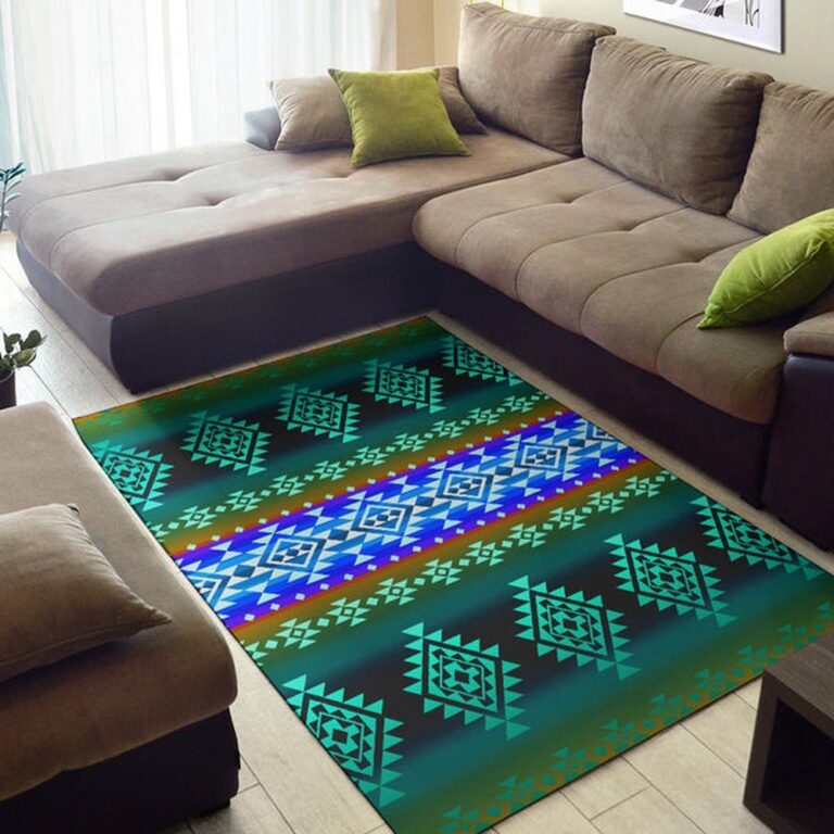 Native American Rug, Native Rugs, Pattern Blue Native Area Rug - Excoolent