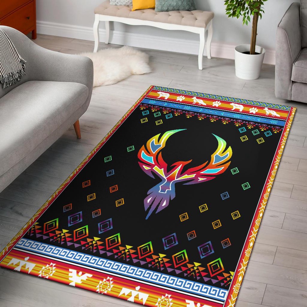 Native American Rug, Native Rugs, Phoenix Rising Native American Design Area Rug V2
