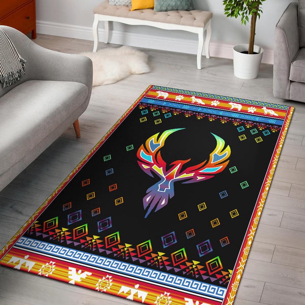 Native American Rug, Native Rugs, Phoenix Rising Native American Design Area Rug V2