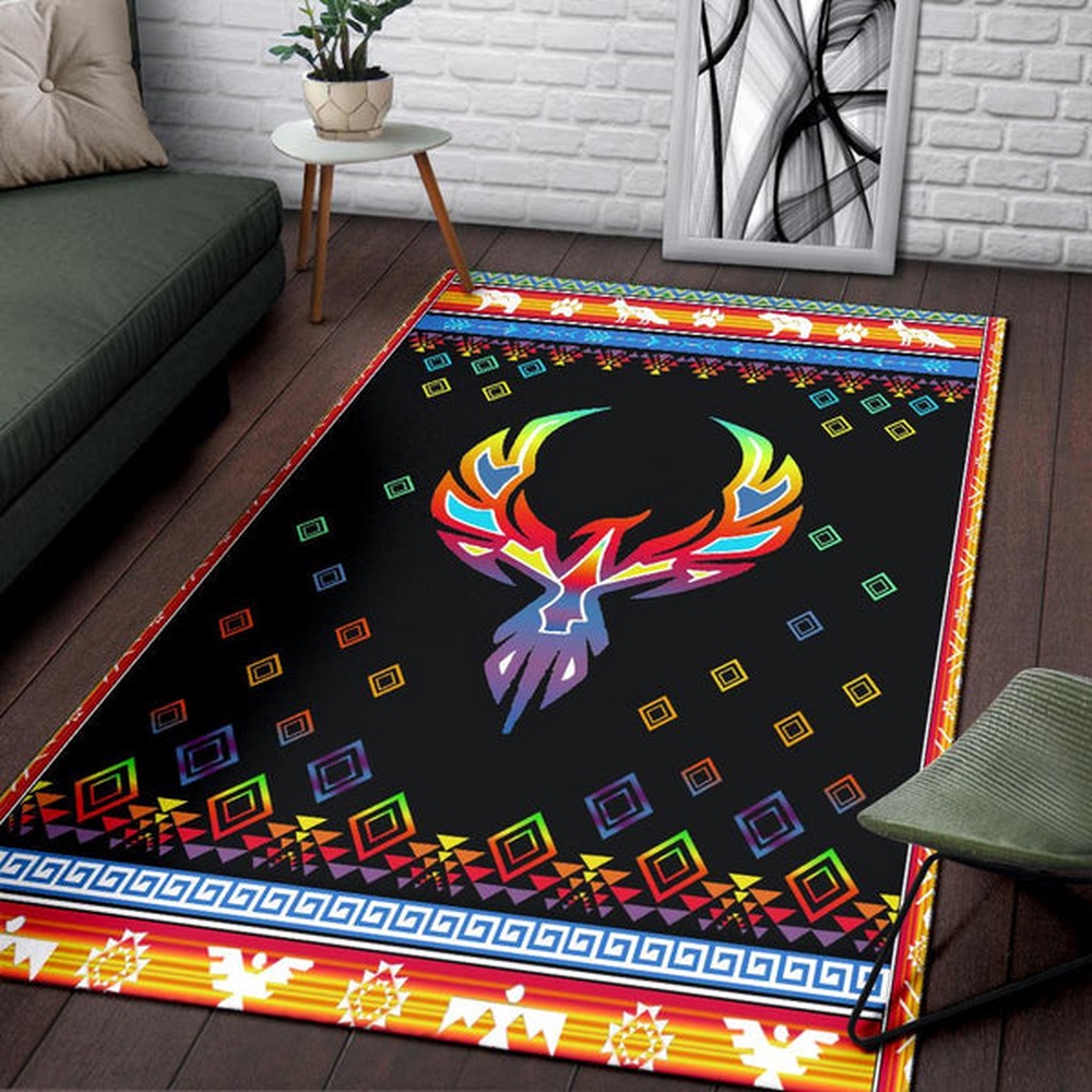 Native American Rug, Native Rugs, Phoenix Rising Native American Design Area Rug V2