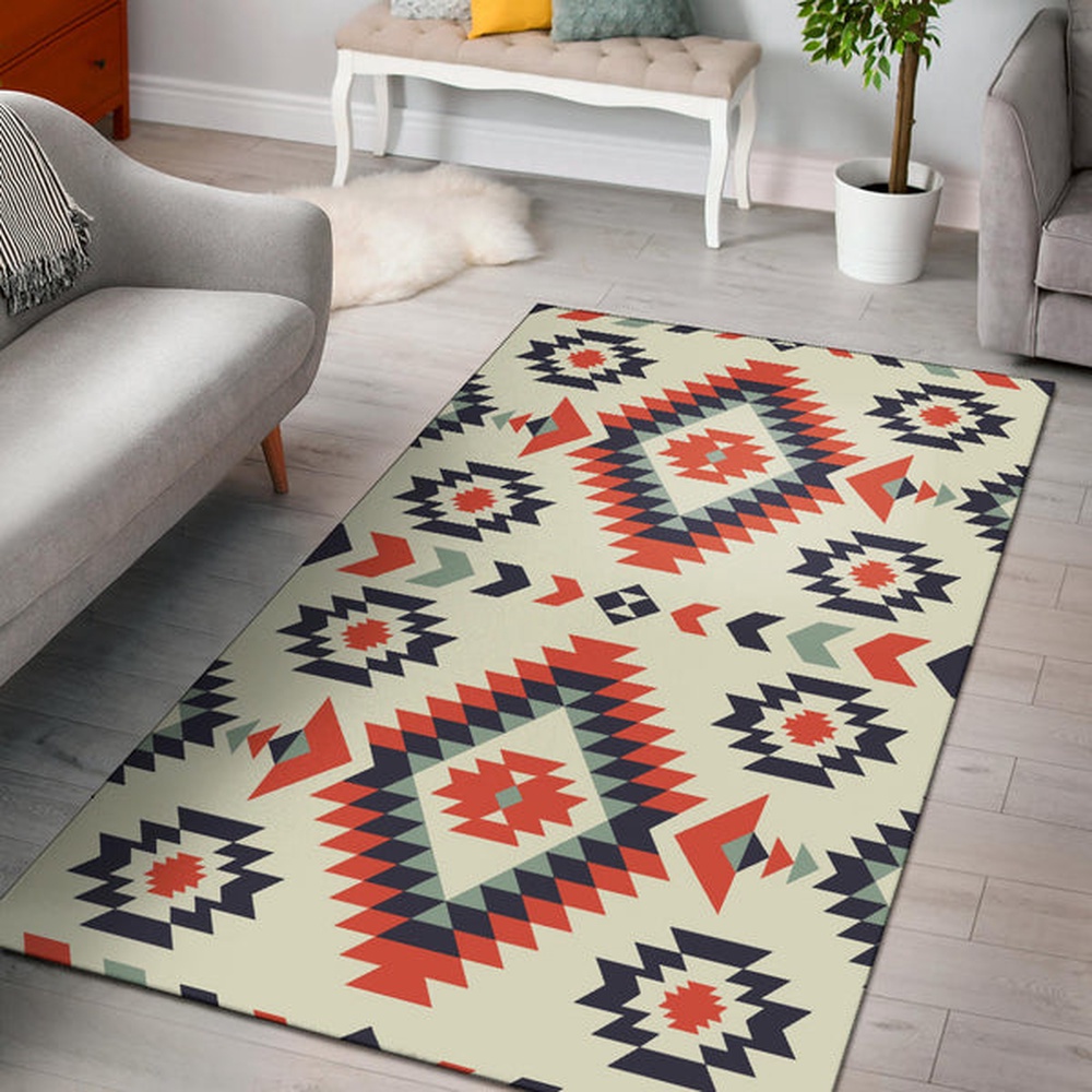 Native American Rug, Native Rugs, Pink Geometric Pattern Area Rug Native American Rug, Native Rugs, Pink Geometric Pattern Area Rug