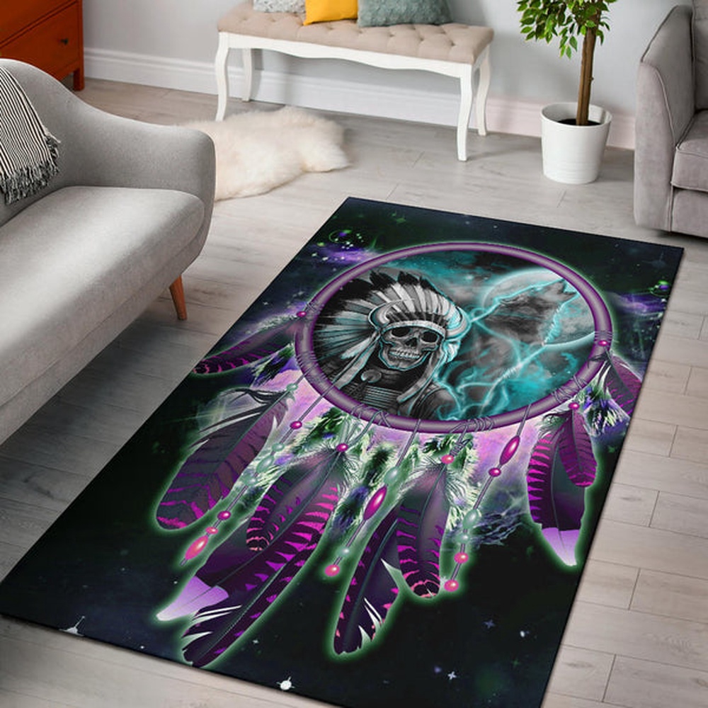 Native American Rug, Native Rugs, Skull Chief Dream Catcher Area Rug Native American Rug, Native Rugs, Skull Chief Dream Catcher Area Rug