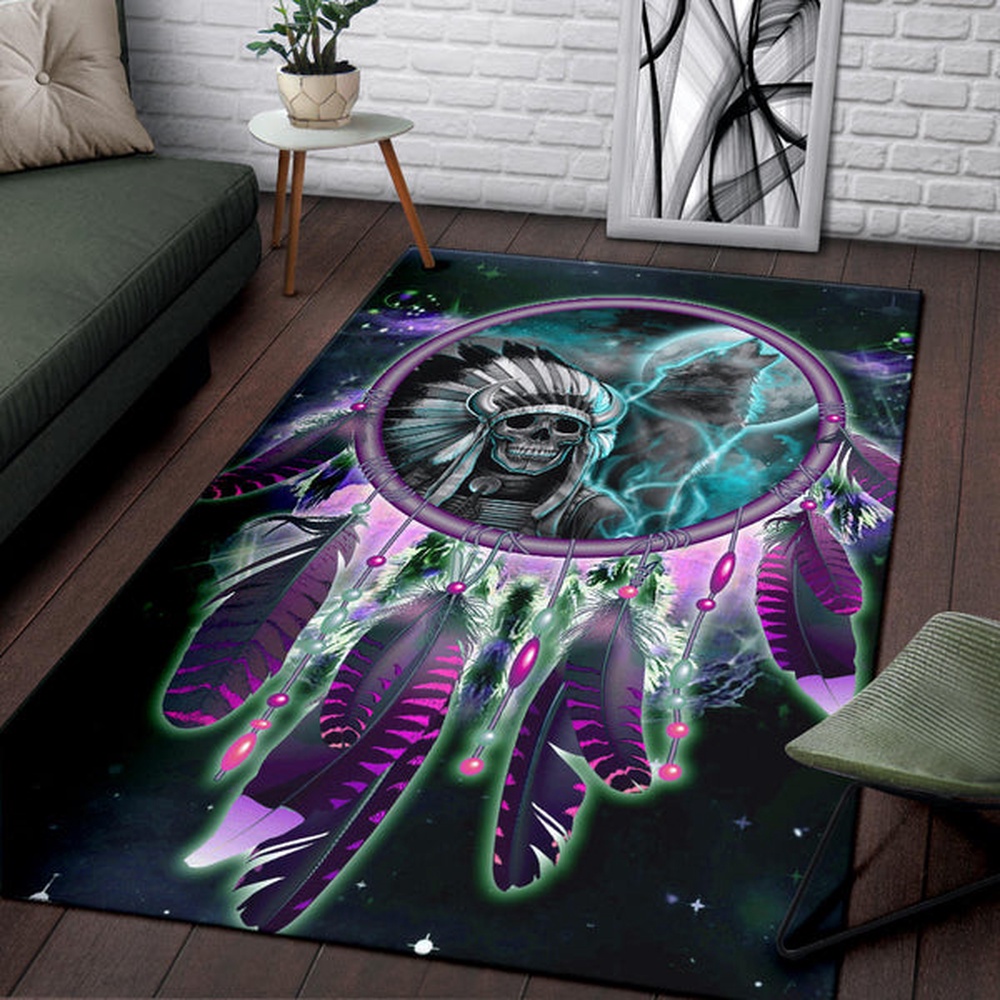 Native American Rug, Native Rugs, Skull Chief Dream Catcher Area Rug Native American Rug, Native Rugs, Skull Chief Dream Catcher Area Rug