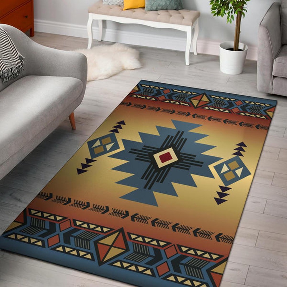 Native American Rug, Native Rugs, Southwest Blue Symbol Native American Area Rug Native American Rug, Native Rugs, Southwest Blue Symbol Native American Area Rug
