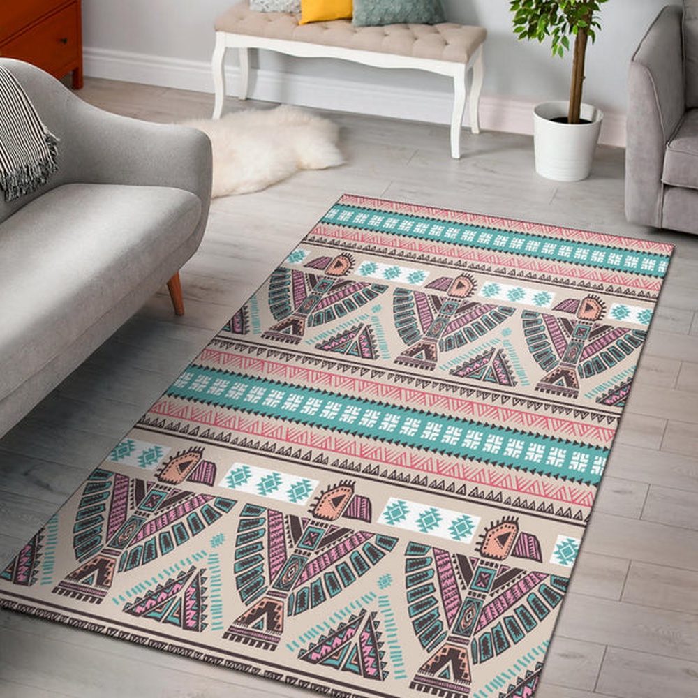 Native American Rug, Native Rugs, Thunderbird Pattern Pink Area Rug Native American Rug, Native Rugs, Thunderbird Pattern Pink Area Rug