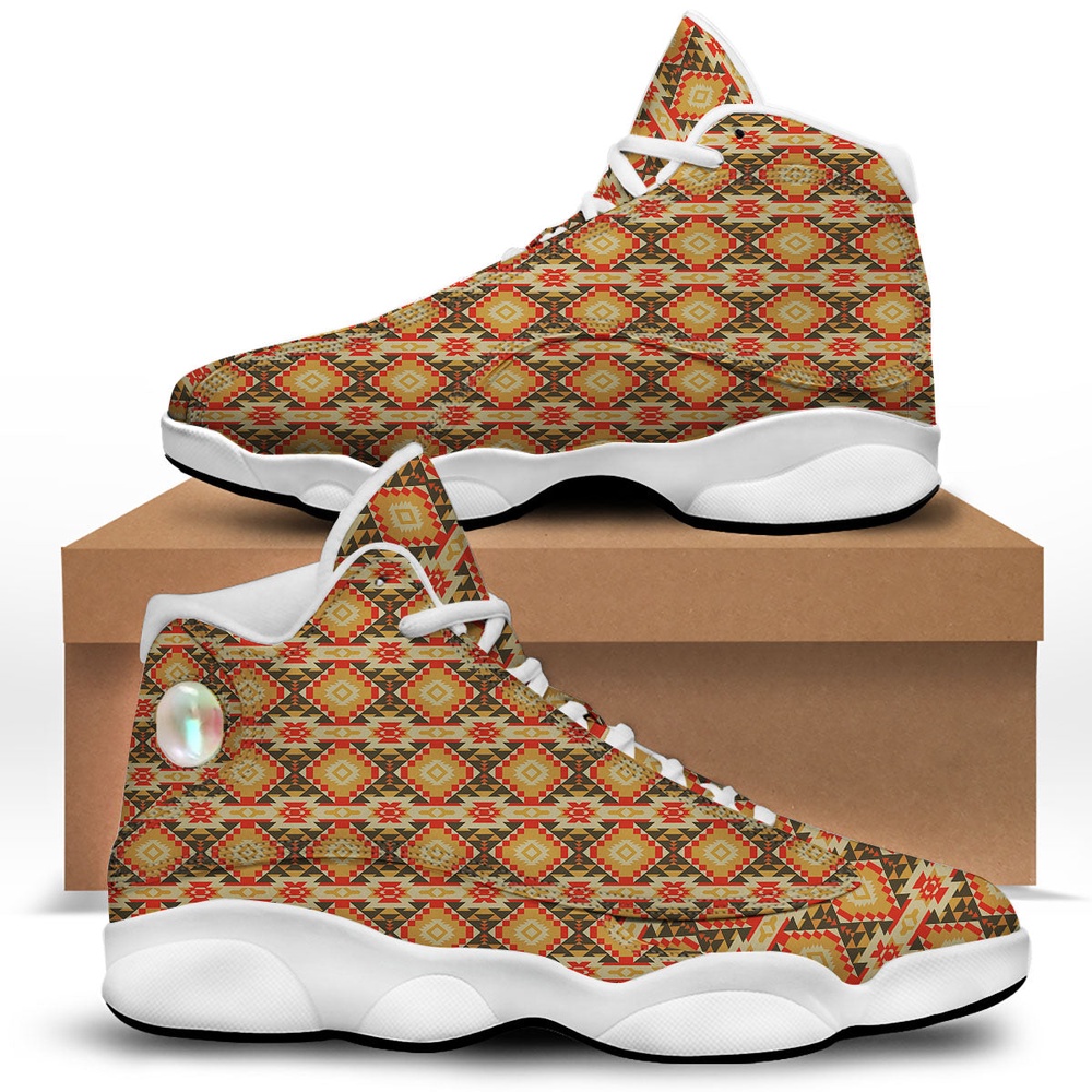 Native American Shoes, American Geometric Native Print Pattern White Basketball Shoes, Native American Basketball Shoes Native American Shoes, American Geometric Native Print Pattern White Basketball Shoes, Native American Basketball Shoes