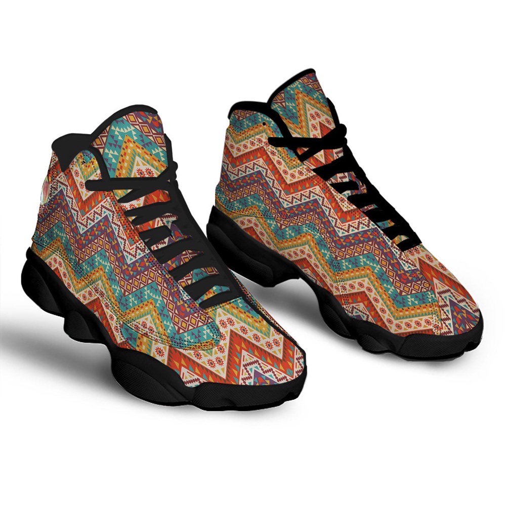 Native American Shoes, American Native Tribal Chevron Print Black Basketball Shoes, Native American Basketball Shoes Native American Shoes, American Native Tribal Chevron Print Black Basketball Shoes, Native American Basketball Shoes