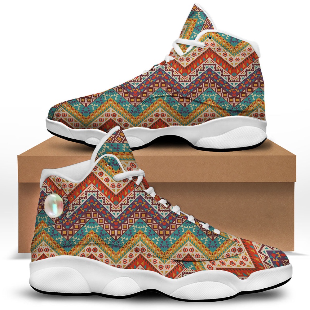 Native American Shoes, American Native Tribal Chevron Print White Basketball Shoes, Native American Basketball Shoes Native American Shoes, American Native Tribal Chevron Print White Basketball Shoes, Native American Basketball Shoes