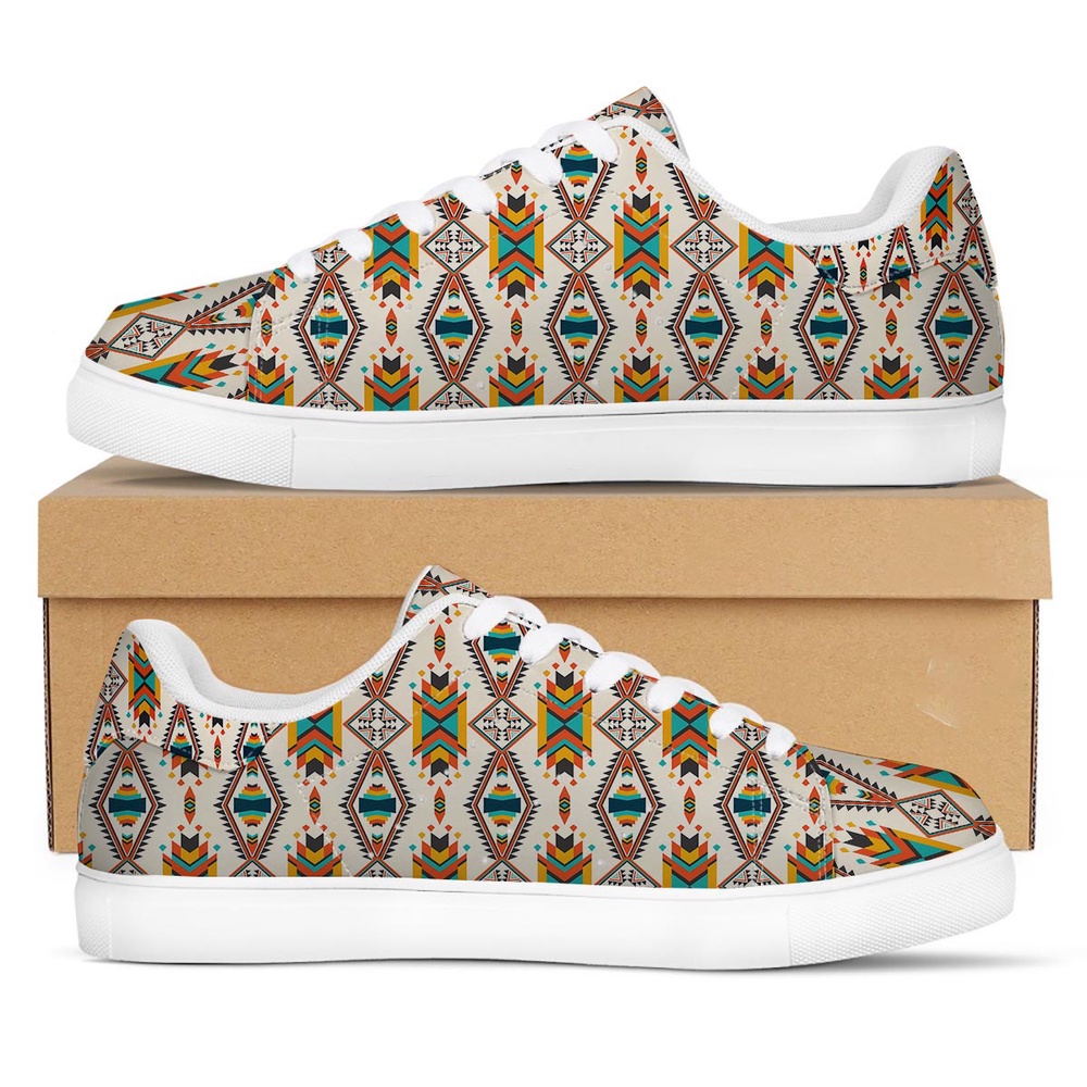 Native American Shoes, American Tribal Native Print Pattern White Low Top Sneakers, Native American Low Top Shoes Native American Shoes, American Tribal Native Print Pattern White Low Top Sneakers, Native American Low Top Shoes