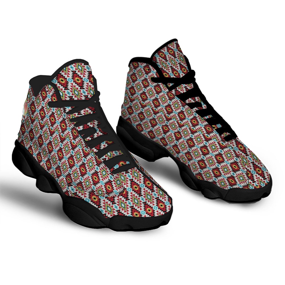 Native American Shoes, American Turquoise Native Print Pattern Black Basketball Shoes, Native American Basketball Shoes Native American Shoes, American Turquoise Native Print Pattern Black Basketball Shoes, Native American Basketball Shoes