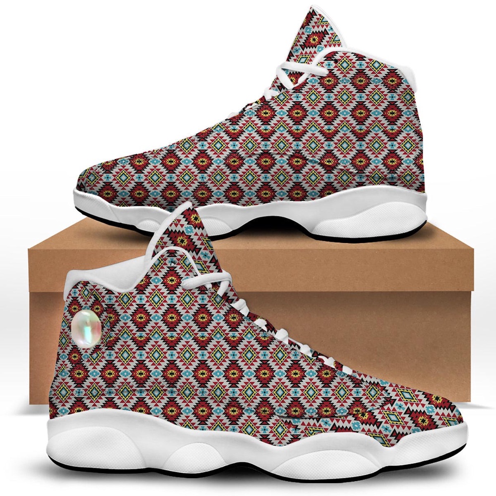 Native American Shoes, American Turquoise Native Print Pattern White Basketball Shoes, Native American Basketball Shoes Native American Shoes, American Turquoise Native Print Pattern White Basketball Shoes, Native American Basketball Shoes
