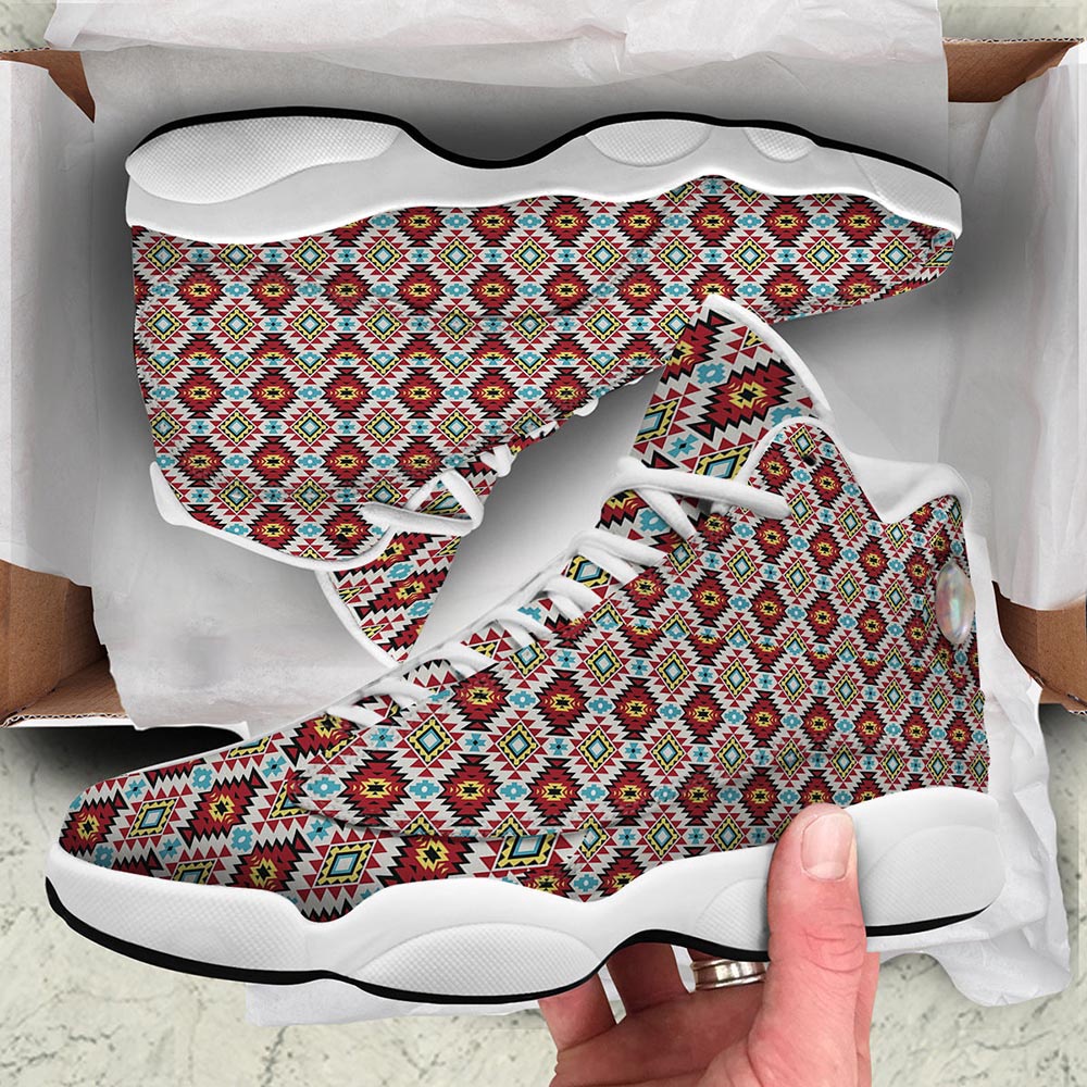 Native American Shoes, American Turquoise Native Print Pattern White Basketball Shoes, Native American Basketball Shoes Native American Shoes, American Turquoise Native Print Pattern White Basketball Shoes, Native American Basketball Shoes